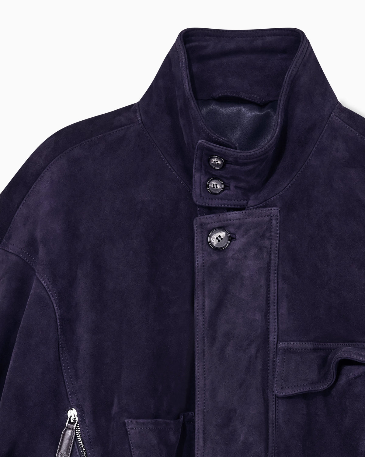 Oversized fit blouson jacket in leather with padding