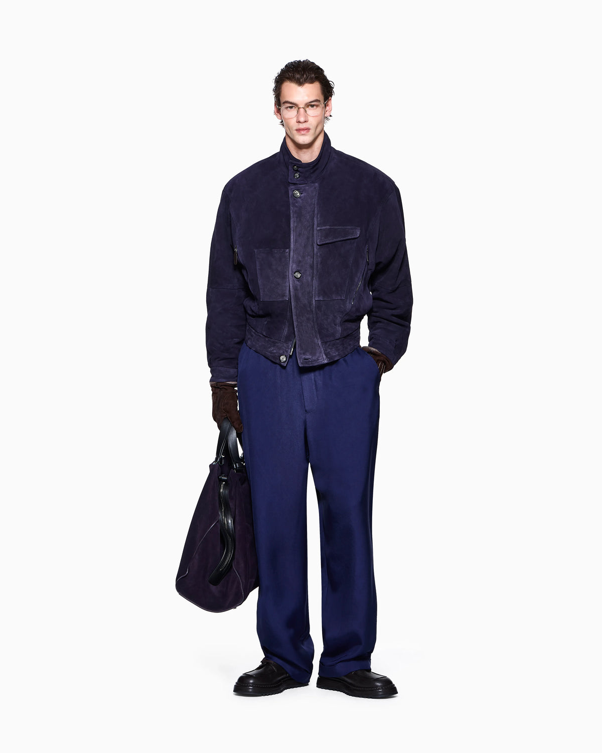 Oversized fit blouson jacket in leather with padding