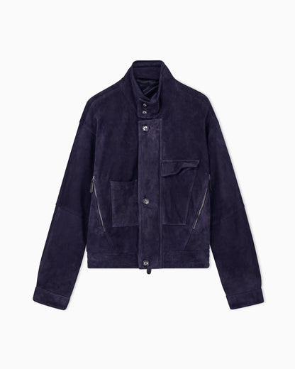 Oversized fit blouson jacket in leather with padding