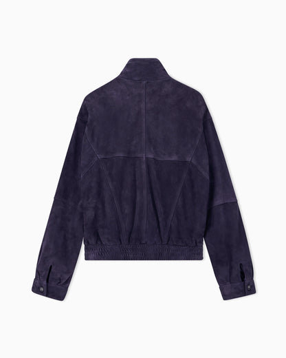 Oversized fit blouson jacket in leather with padding
