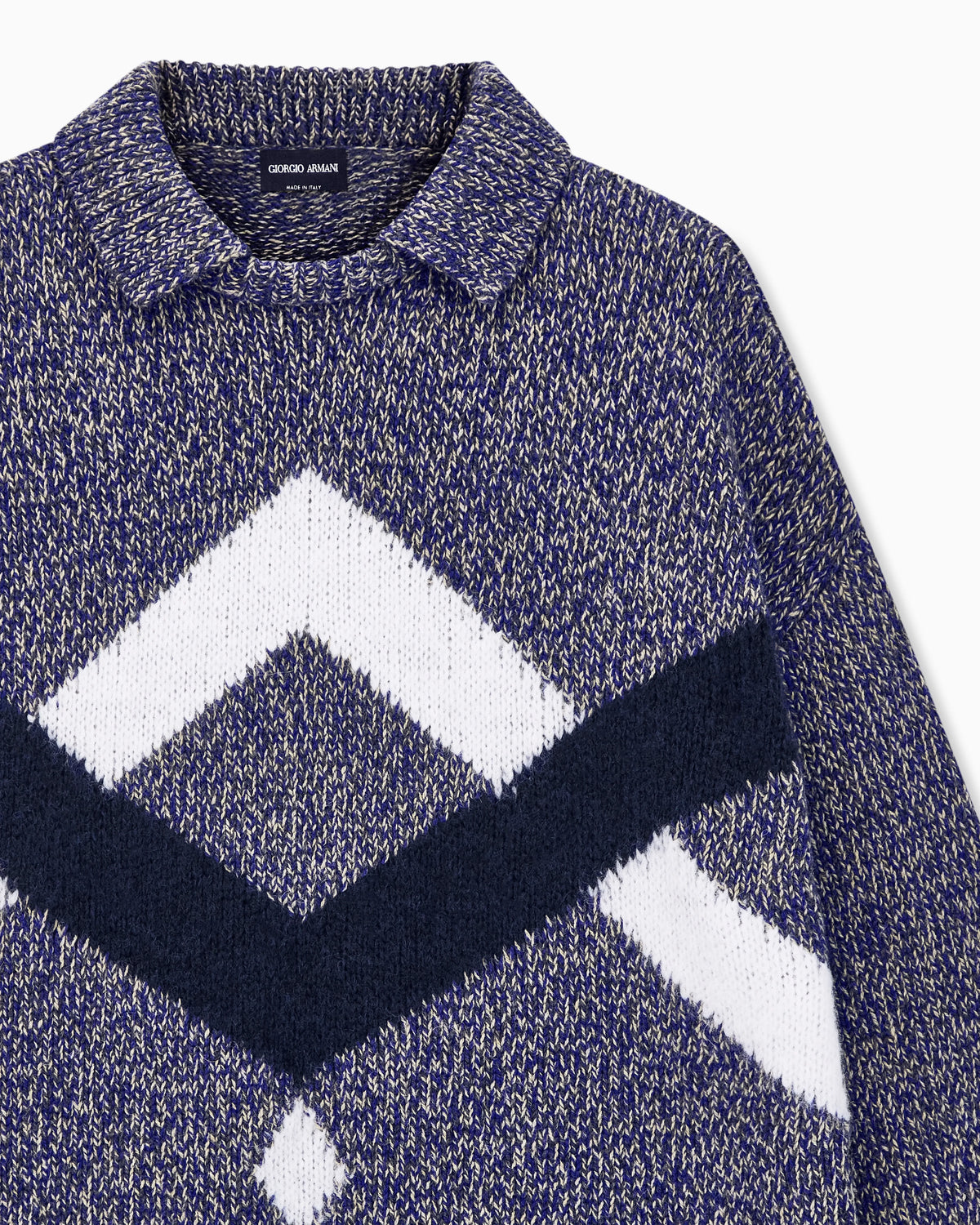 Sweater oversized intarsia in alpaca and virgin wool
