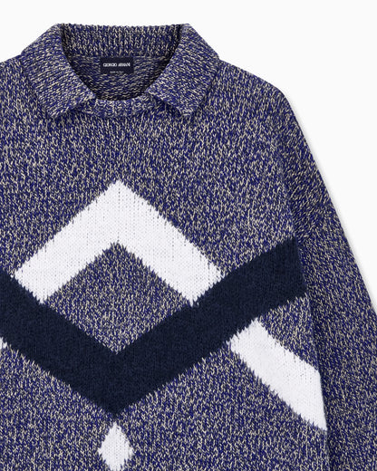 Sweater oversized intarsia in alpaca and virgin wool