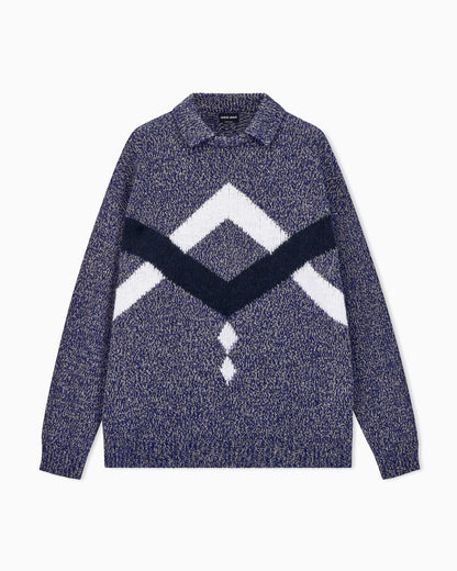 Sweater oversized intarsia in alpaca and virgin wool