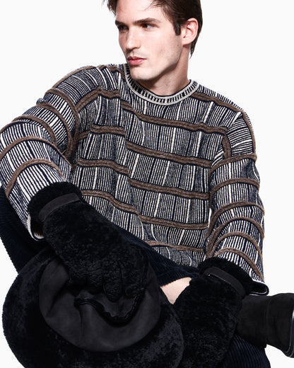 Sweater oversized ribbed silk and virgin wool blend