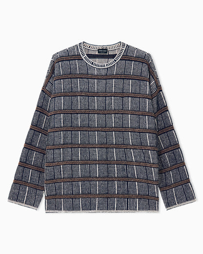 Sweater oversized ribbed silk and virgin wool blend