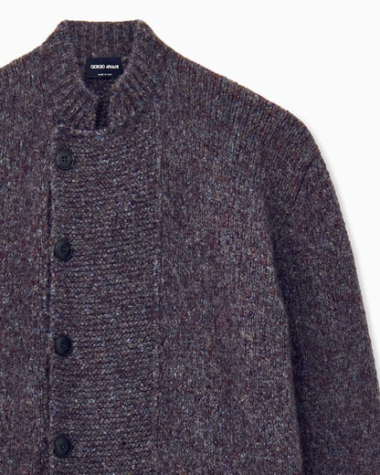Blazer oversized plain knit in cashmere and silk