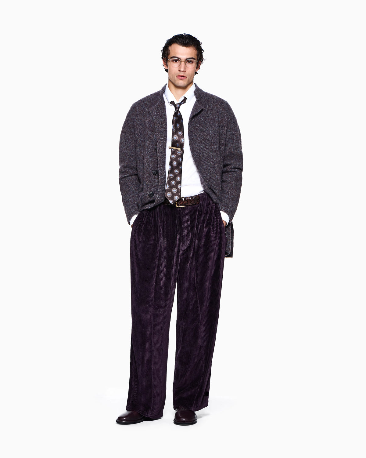Blazer oversized plain knit in cashmere and silk