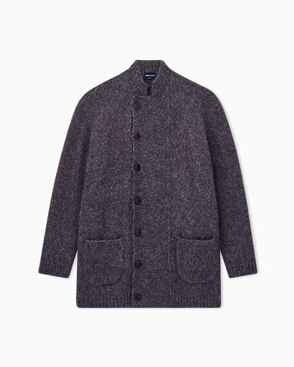 Blazer oversized plain knit in cashmere and silk