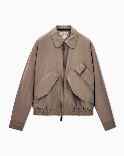 Blouson jacket oversized in satin with suede effect