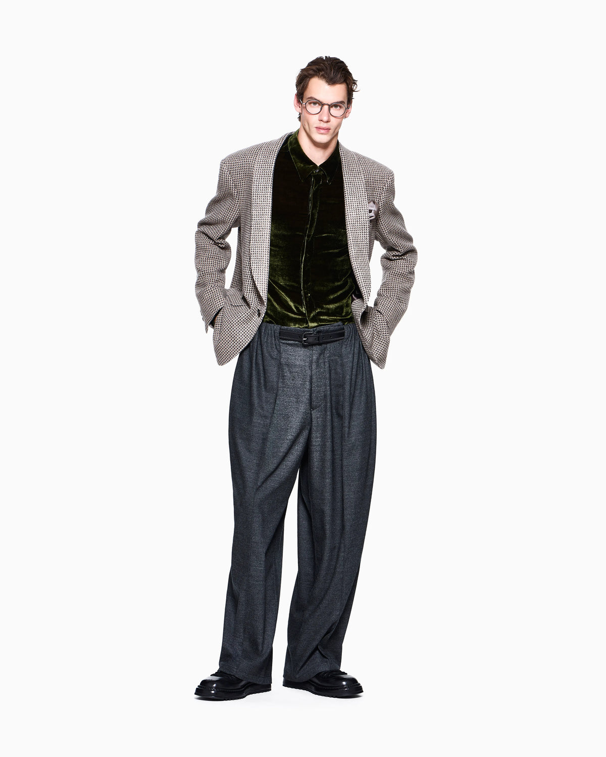 Blazer Heritage oversized cashmere wool micro jacquard knit