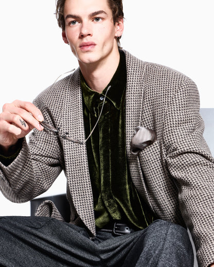 Blazer Heritage oversized cashmere wool micro jacquard knit