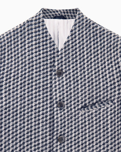 Blazer regular fit geometric wool and cashmere jacquard