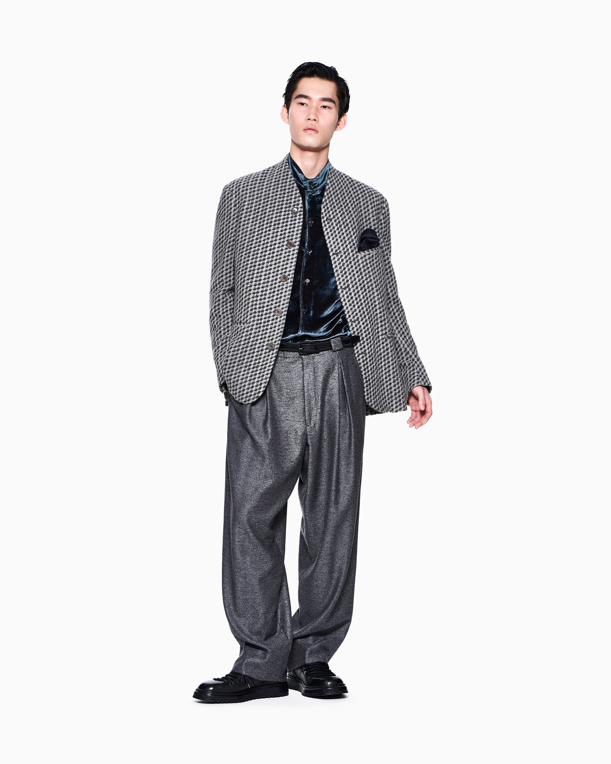 Blazer regular fit geometric wool and cashmere jacquard