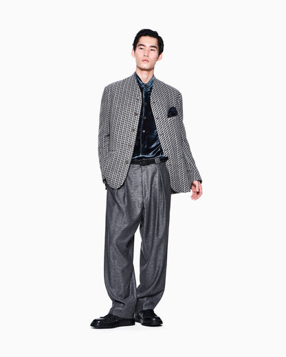 Blazer regular fit geometric wool and cashmere jacquard