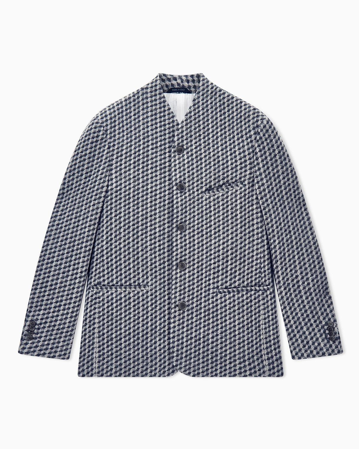 Blazer regular fit geometric wool and cashmere jacquard