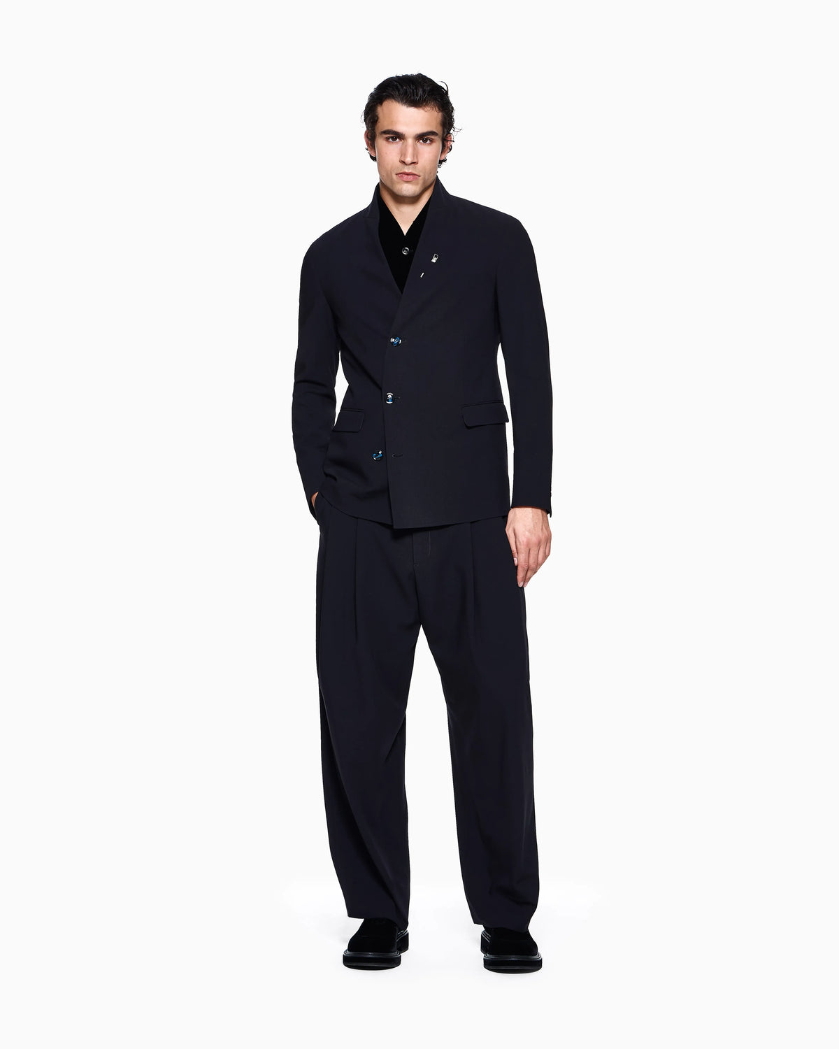 Trouser oversized in virgin wool crepe