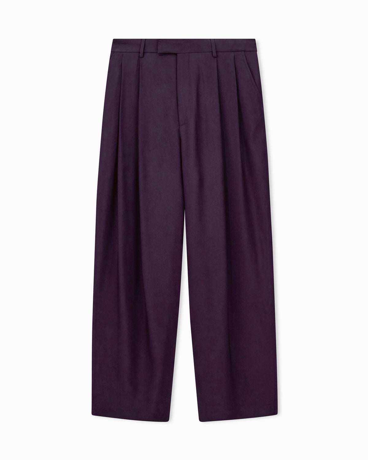 Trousers oversized fit in solid pure viscose twill