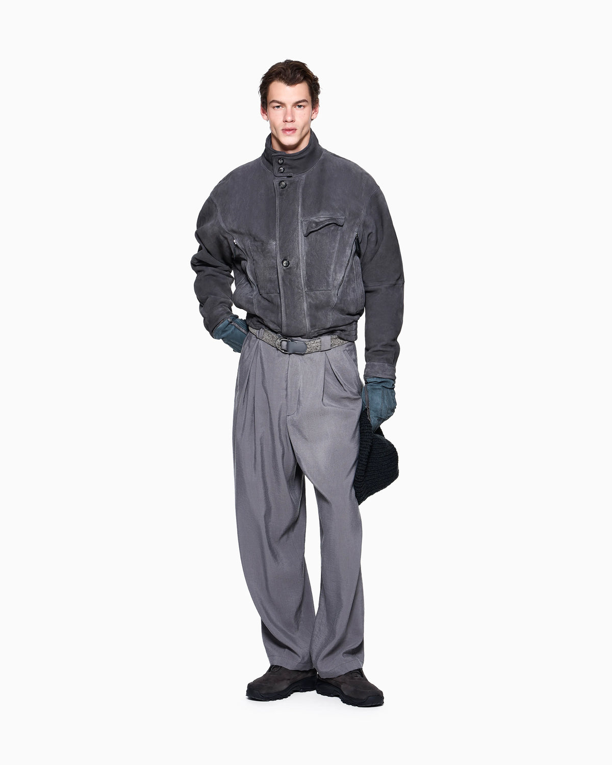 Oversized trousers in a washed silk blend
