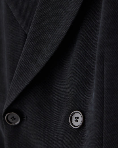 Double-breasted jacket in cupro with a wavy bleached finish
