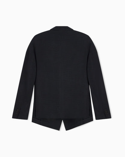 Double-breasted jacket in cupro with a wavy bleached finish