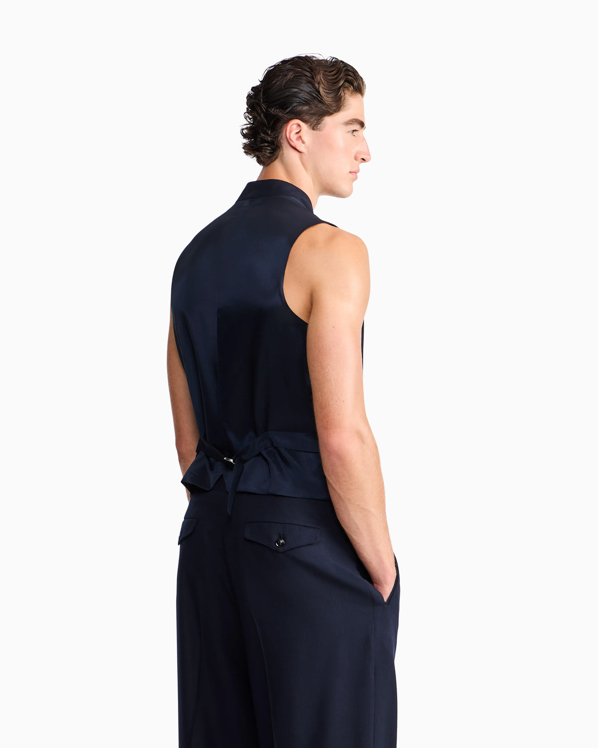 Waistcoat regular fit in fluid virgin wool
