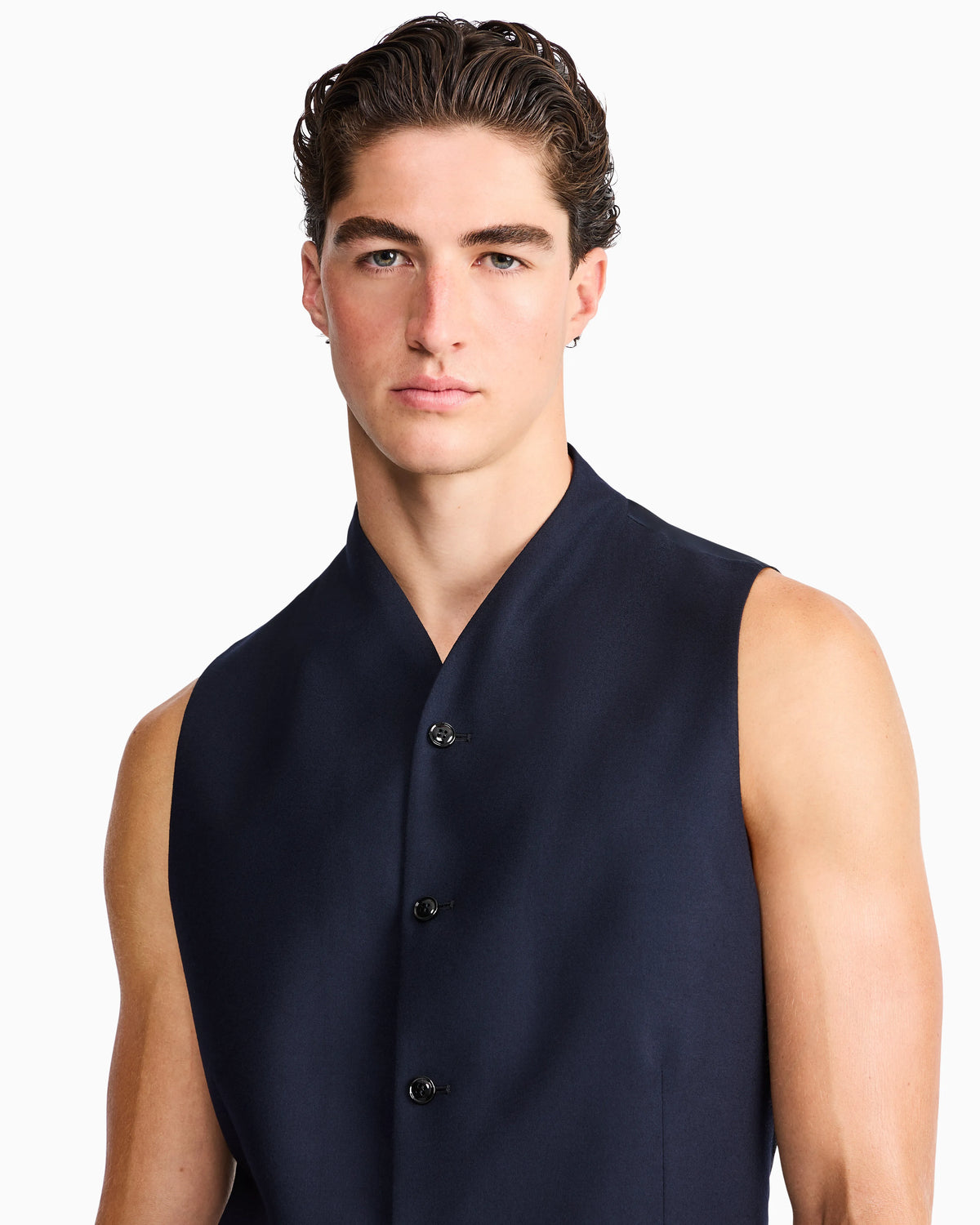 Waistcoat regular fit in fluid virgin wool