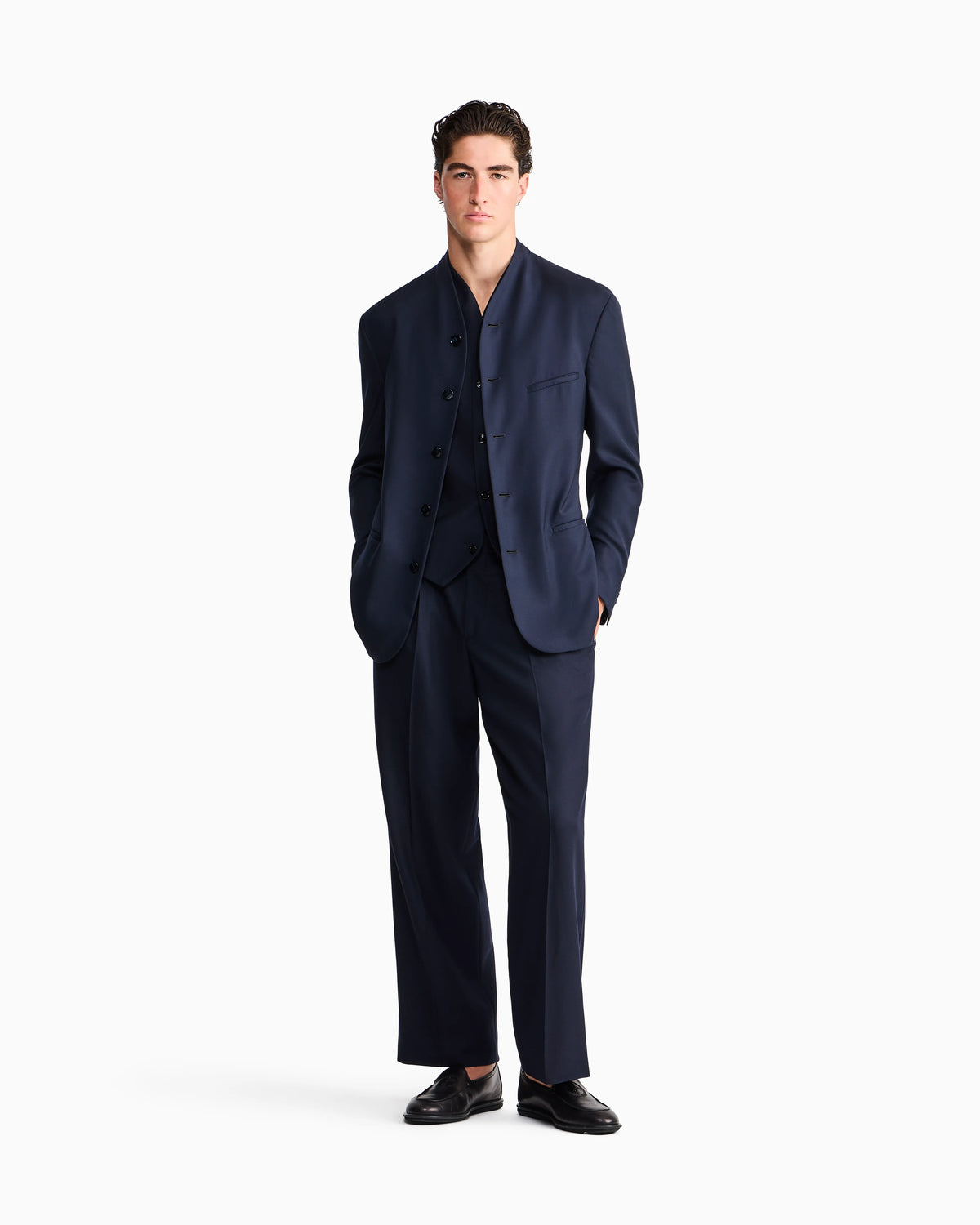Waistcoat regular fit in fluid virgin wool