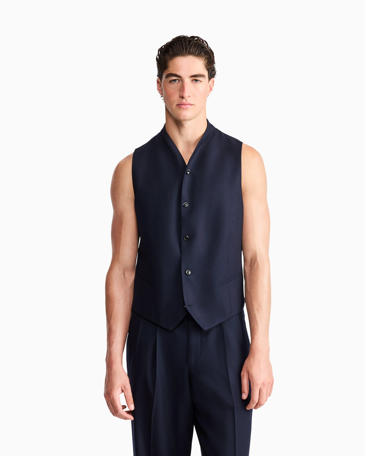 Waistcoat regular fit in fluid virgin wool