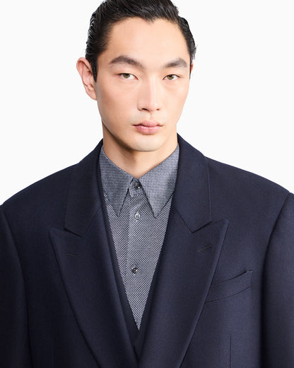 Coat regular fit in chevron virgin wool and cashmere