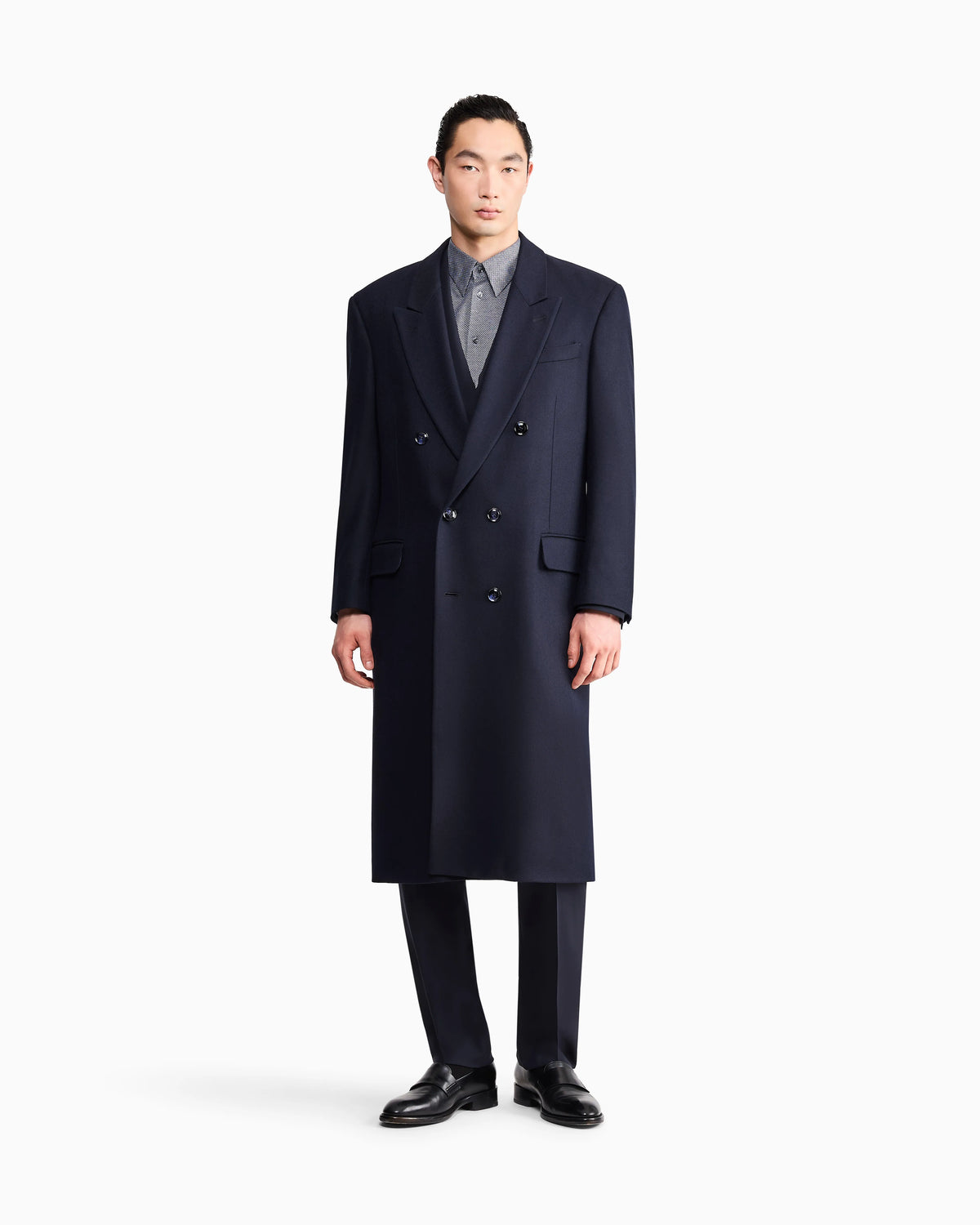 Coat regular fit in chevron virgin wool and cashmere