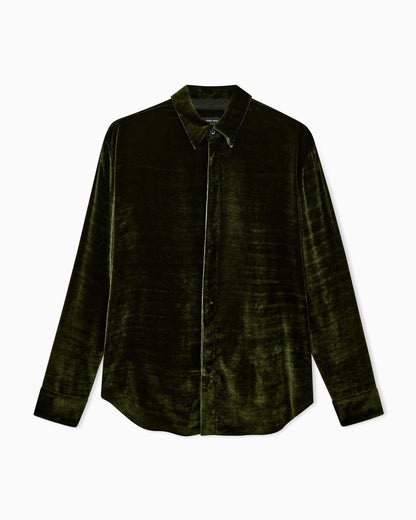 Shirt regular fit in lightweight viscose and silk velvet