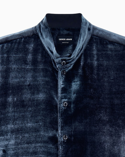 Shirt regular fit in lightweight viscose and silk velvet