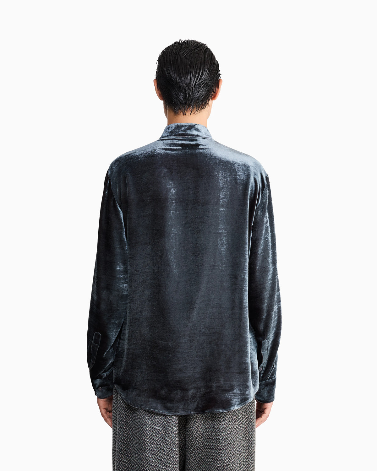 Shirt regular fit in lightweight viscose and silk velvet