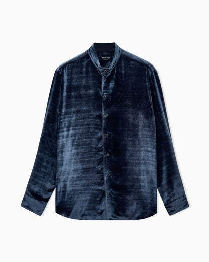 Shirt regular fit in lightweight viscose and silk velvet