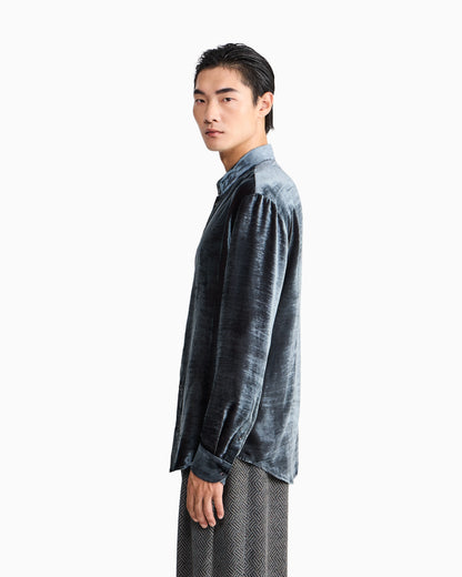Shirt regular fit in lightweight viscose and silk velvet