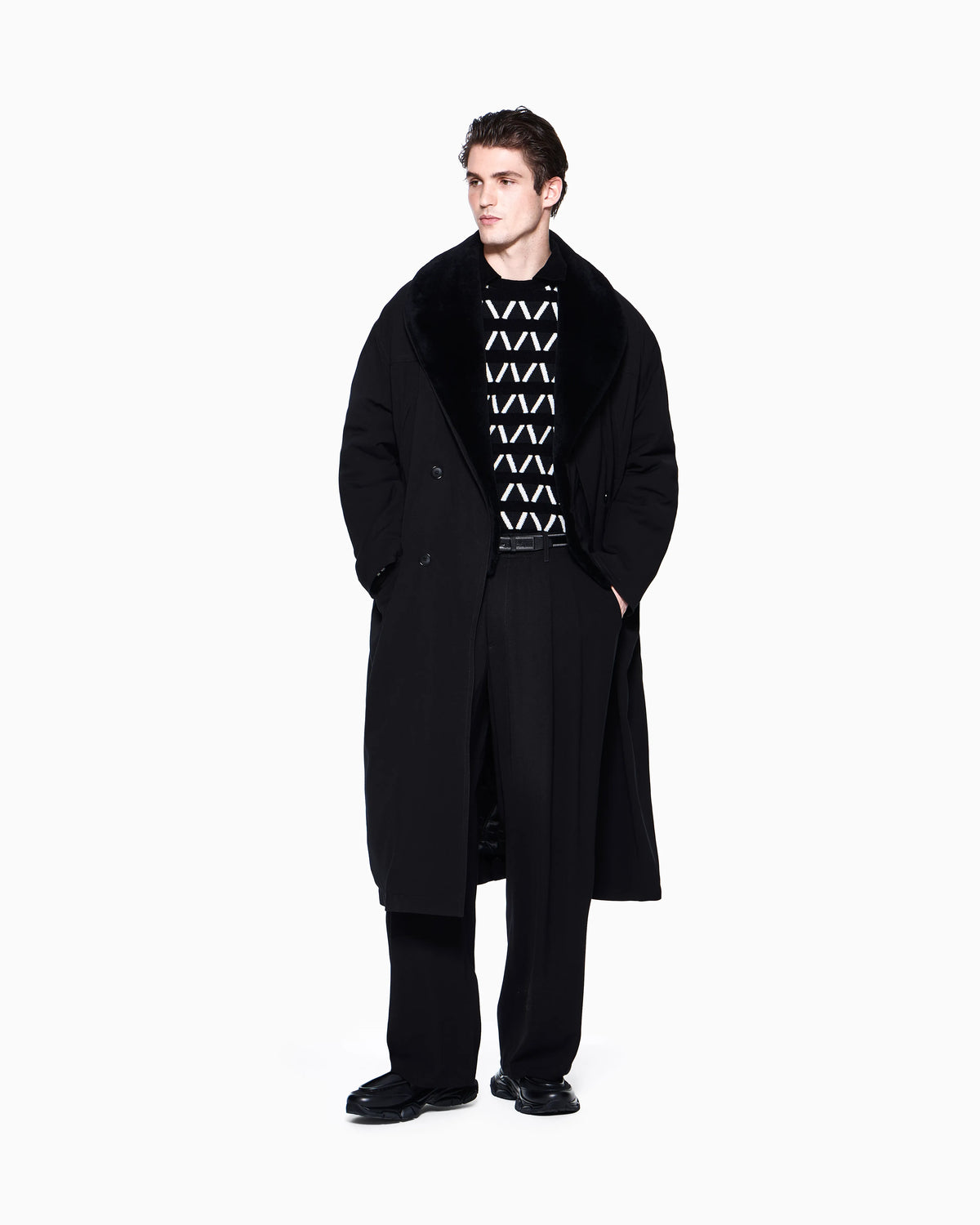 Trouser oversized with vintage viscose and virgin wool