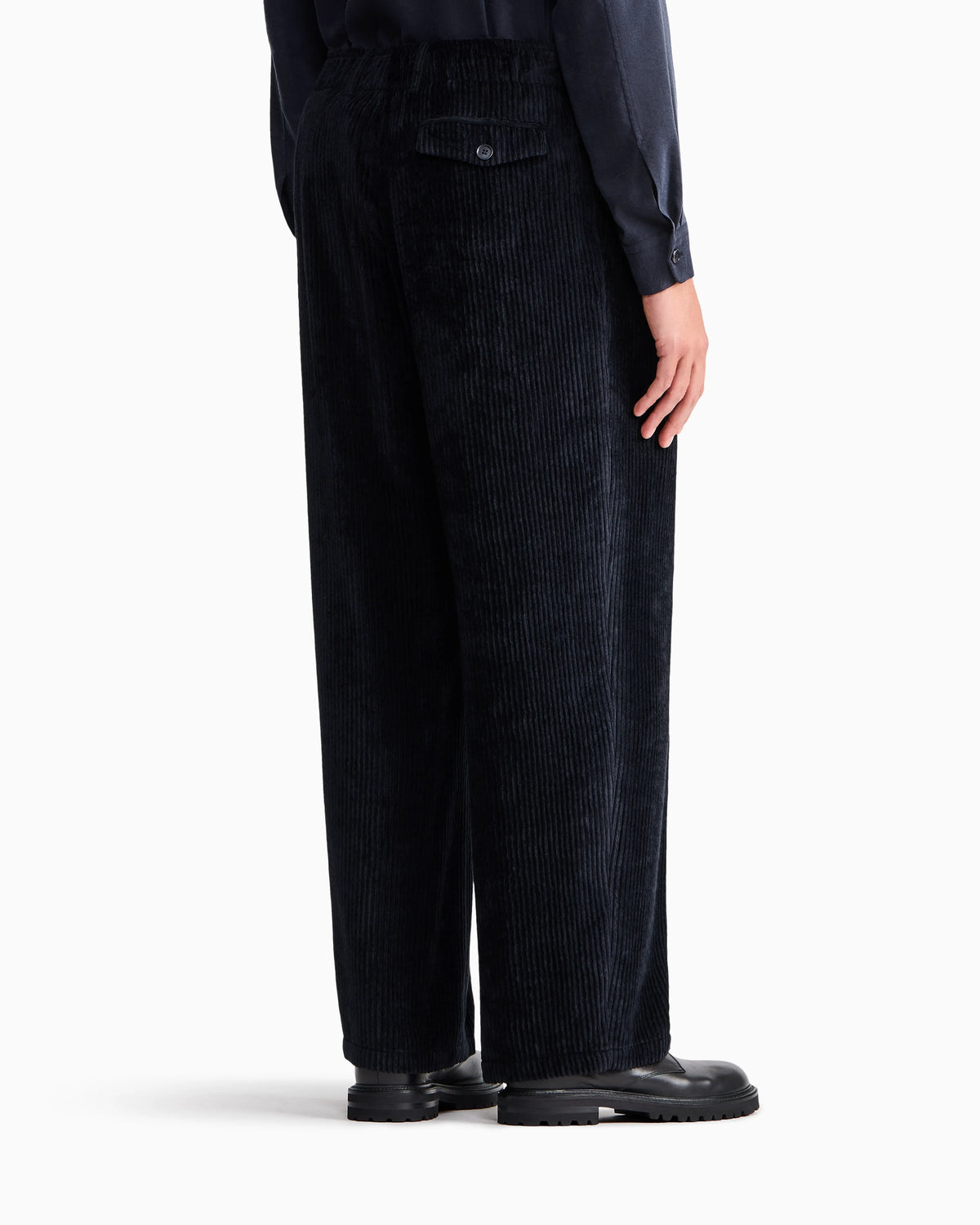 Trouser oversized fit ribbed viscose velvet