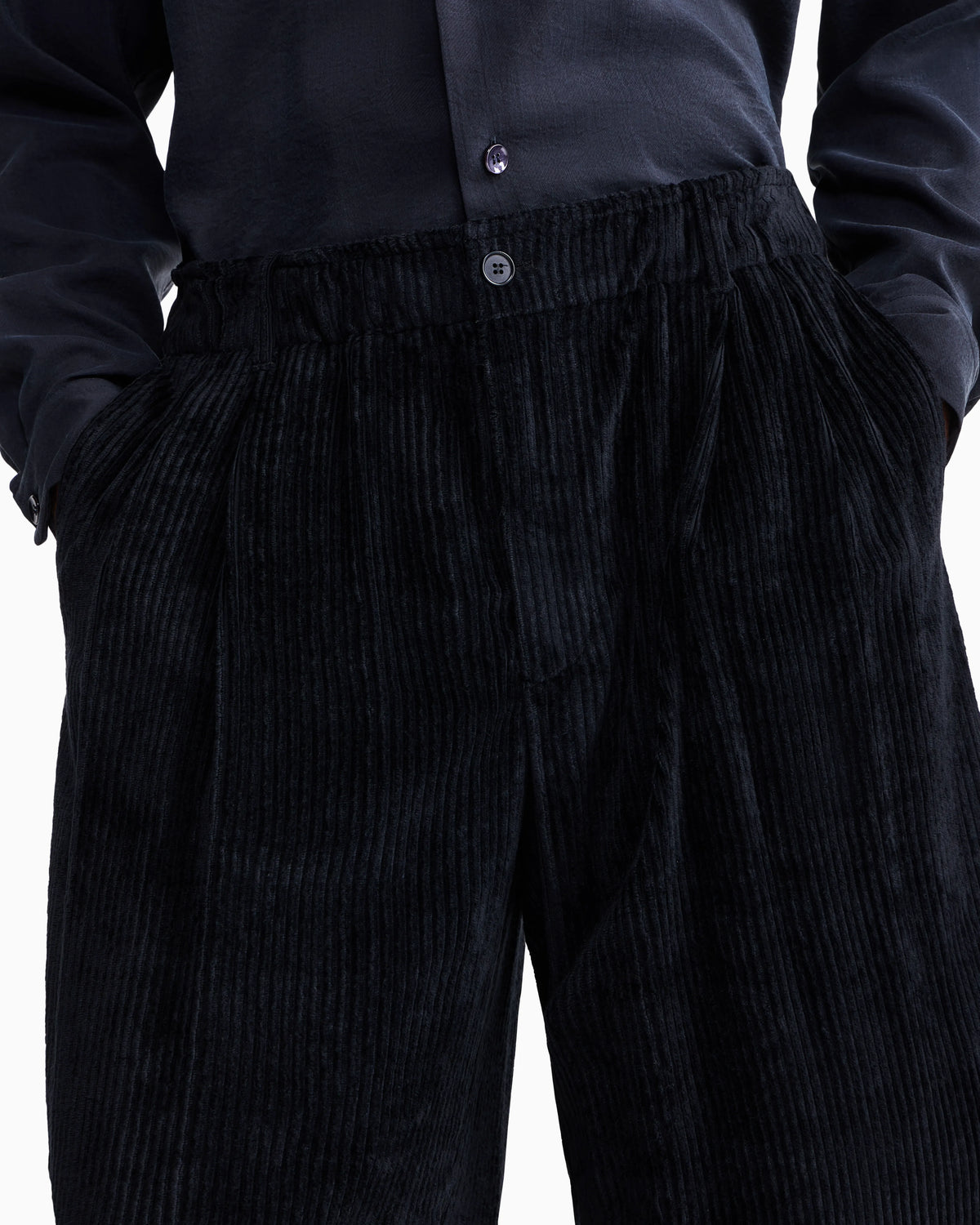 Trouser oversized fit ribbed viscose velvet