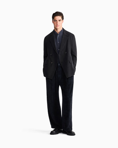Trouser oversized fit ribbed viscose velvet