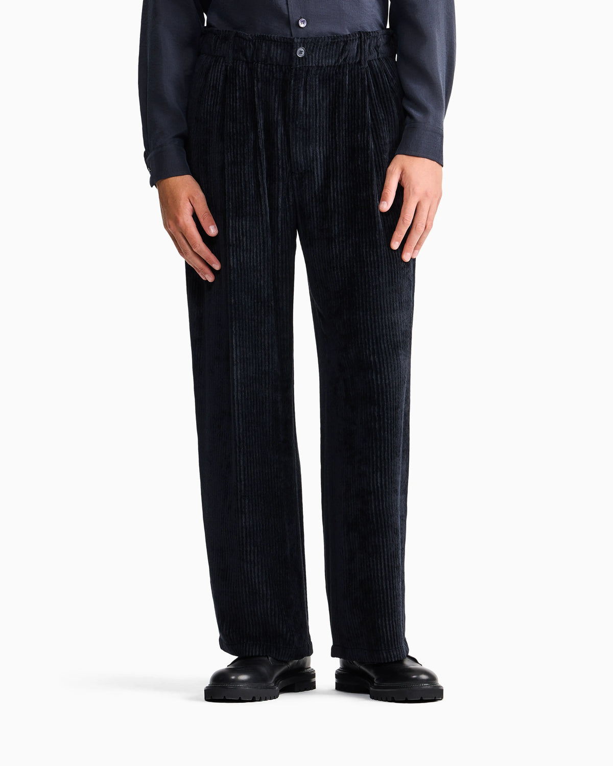 Trouser oversized fit ribbed viscose velvet