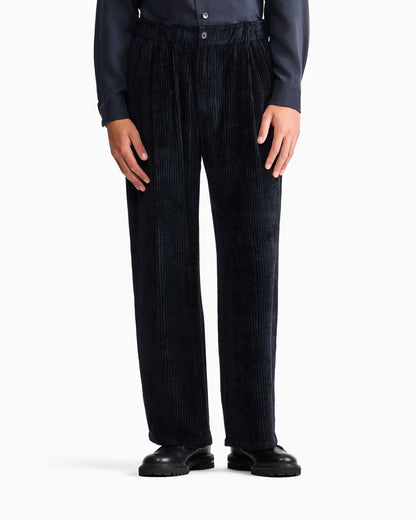 Trouser oversized fit ribbed viscose velvet