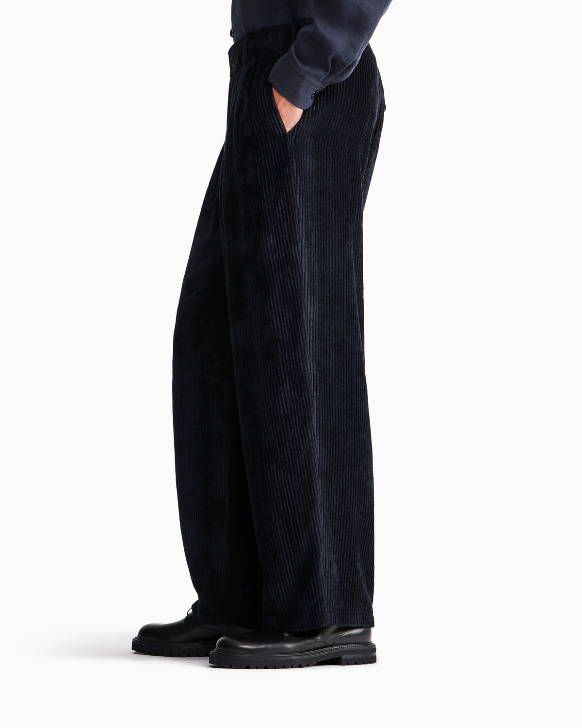 Trouser oversized fit ribbed viscose velvet