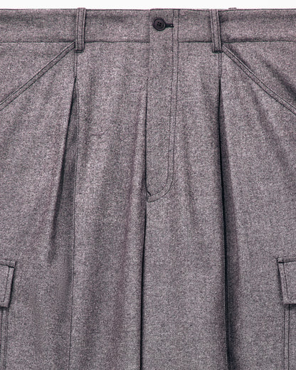 Trousers oversized in denim-effect wool and cashmere