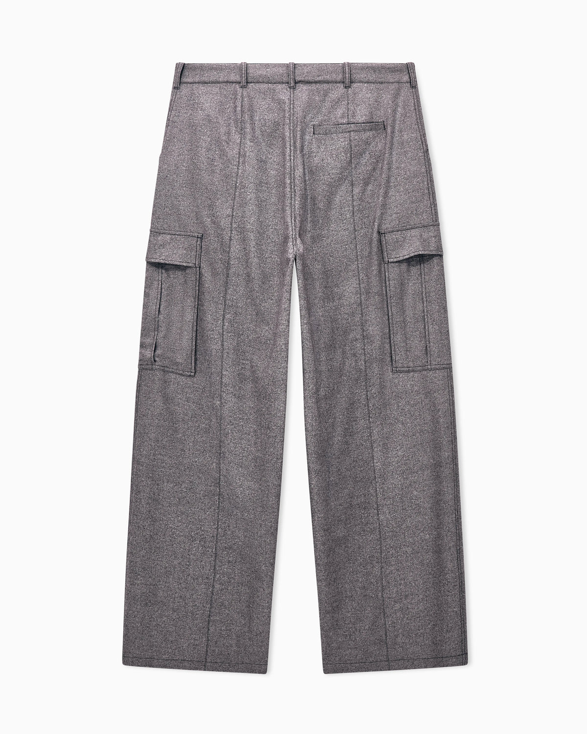 Trousers oversized in denim-effect wool and cashmere