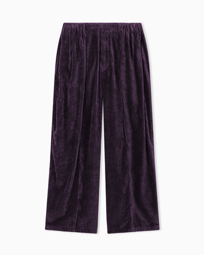 Trousers oversized in ribbed viscose velvet