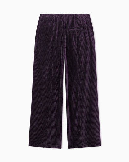 Trousers oversized in ribbed viscose velvet