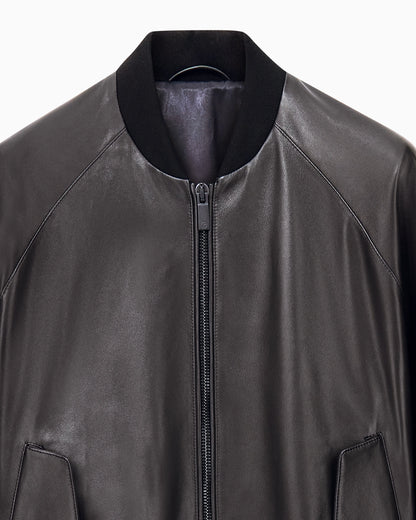 Blouson jacket regular fit in leather