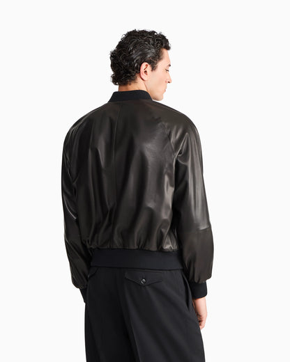Blouson jacket regular fit in leather