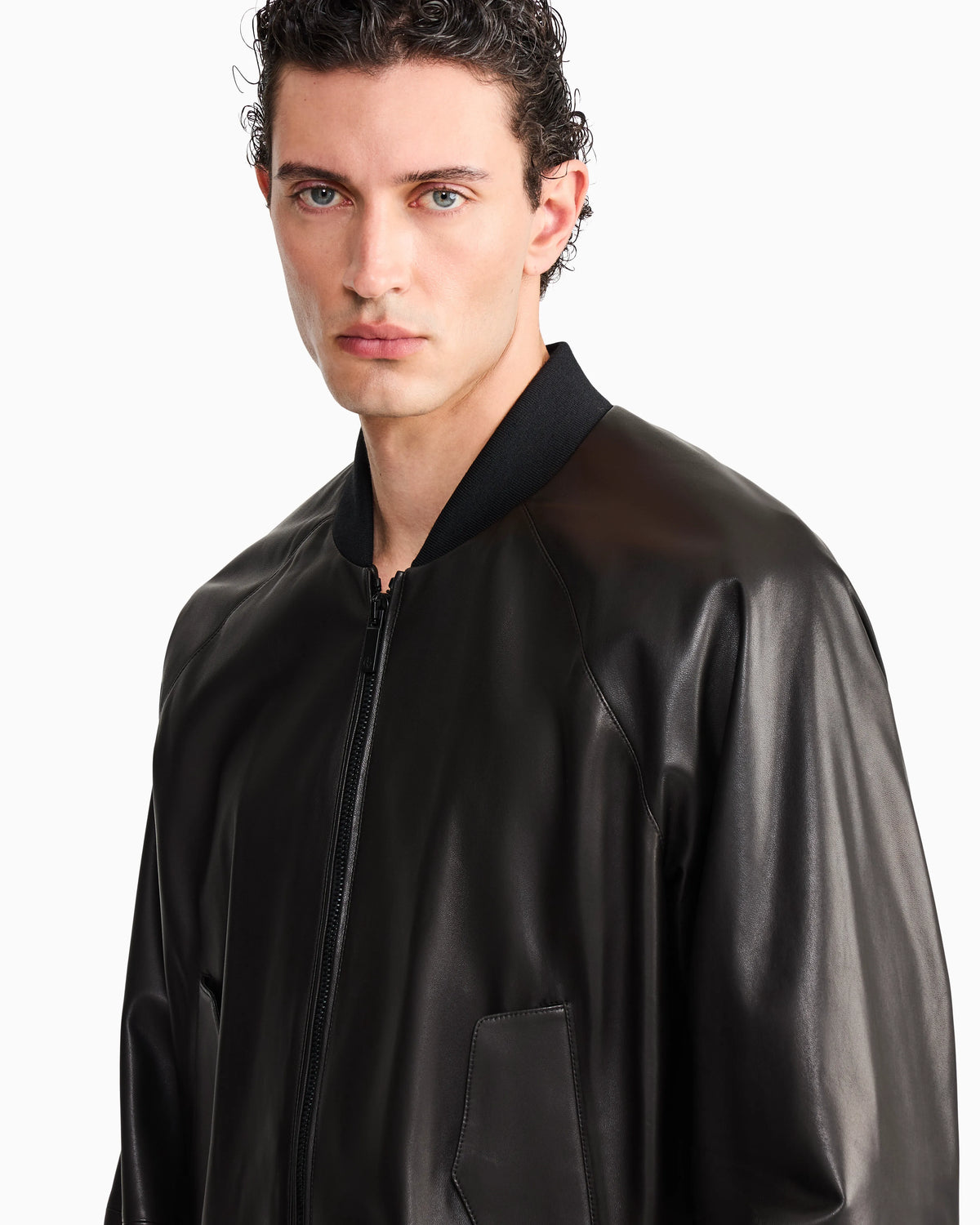 Blouson jacket regular fit in leather