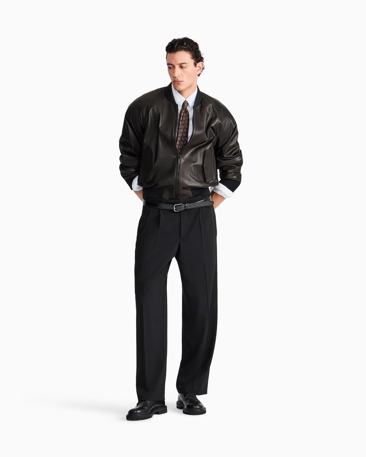 Blouson jacket regular fit in leather